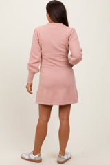Pink Knit Bubble Sleeve Maternity Mini Dress
