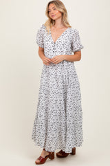 Ivory Tiered Floral Maxi Dress