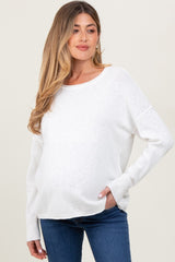 Ivory Heather Unfinished Hem Maternity Sweater