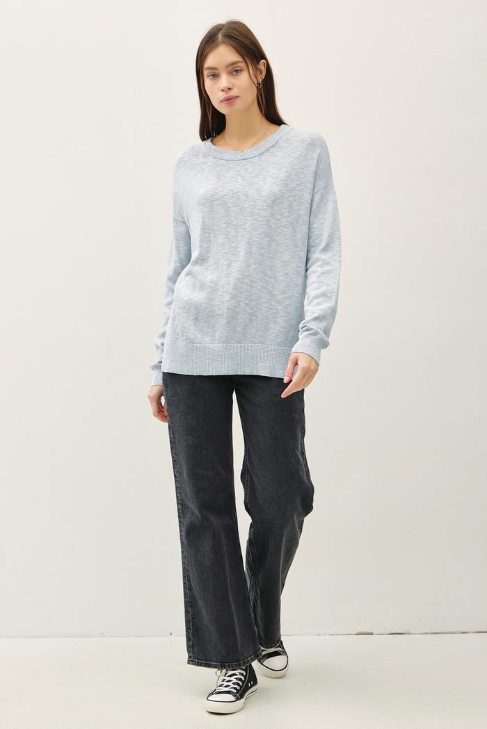 Light Blue Oversized Slub Knit Sweater