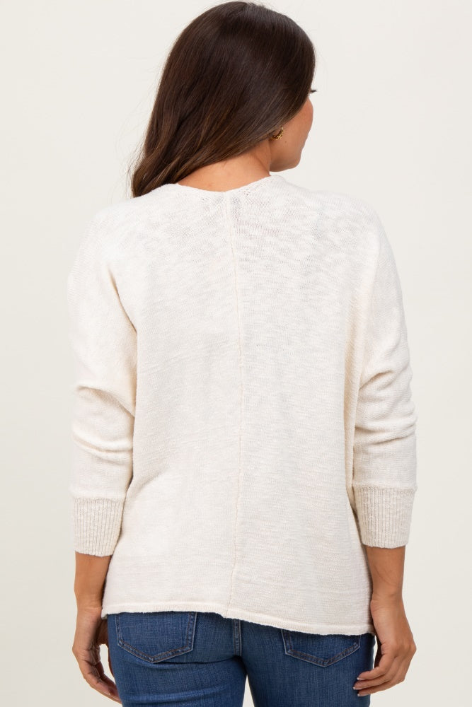 Cream Slub Knit Open Maternity Cardigan