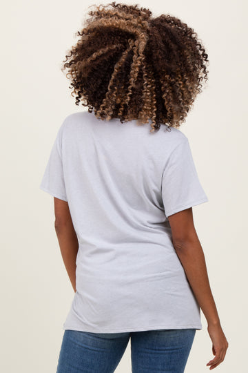 Heather Grey Oversized V-Neck Short Sleeve Maternity Tee