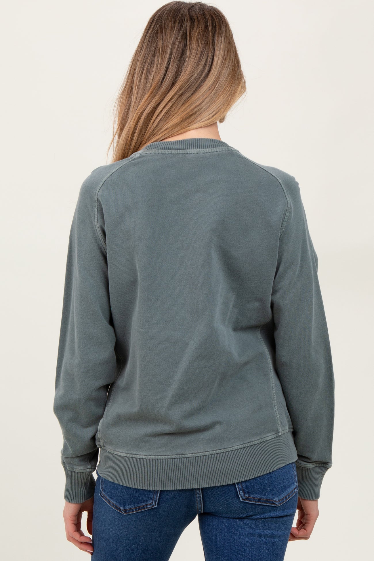 Light Olive French Terry Vintage Wash Maternity Pullover