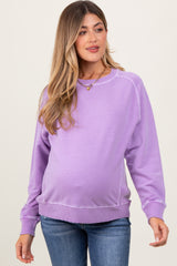Lavender French Terry Vintage Wash Maternity Pullover