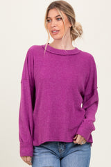 Plum Brushed Ribbed Knit Maternity Pullover