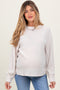 Beige Brushed Ribbed Knit Maternity Pullover