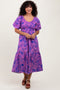 Magenta Tropical Floral Smocked Tie Back Maxi Dress