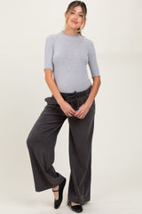 Black Vintage Wash Chambray Maternity Wide Leg Pants