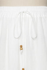 White Drawstring Tiered Maxi Skirt