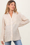 Dark Yellow Striped Double Pocket Maternity Button Down Top