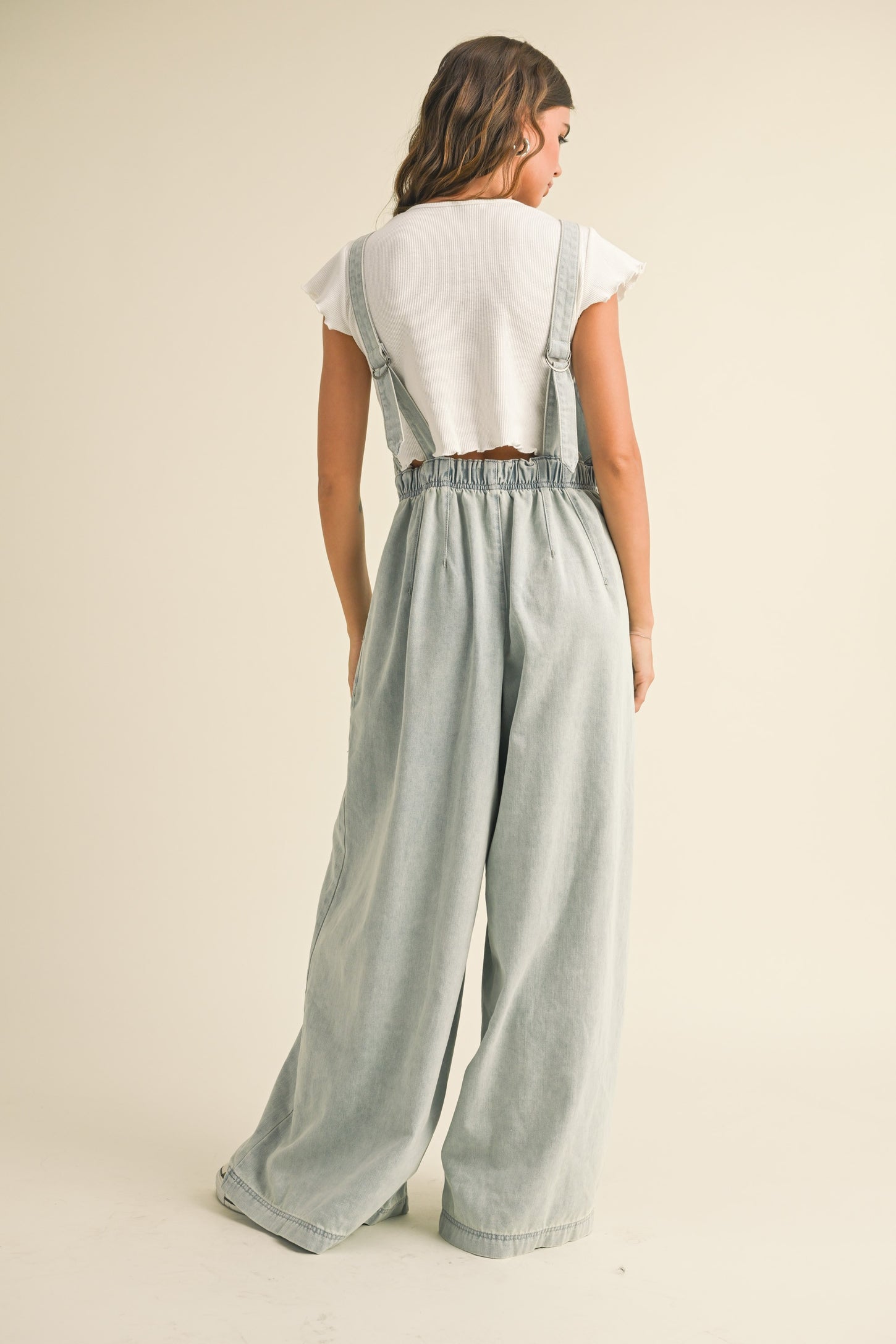 Light Blue Wide Leg Denim Jumpsuit