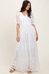 White Smocked Top Lace Maxi Dress