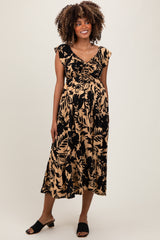 Black Mocha Smocked Top Maternity Midi Dress