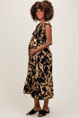 Black Mocha Smocked Top Maternity Midi Dress