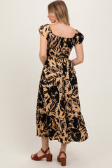 Black Mocha Smocked Top Midi Dress