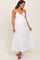 White Crochet Flare Smocked Maternity Maxi Dress