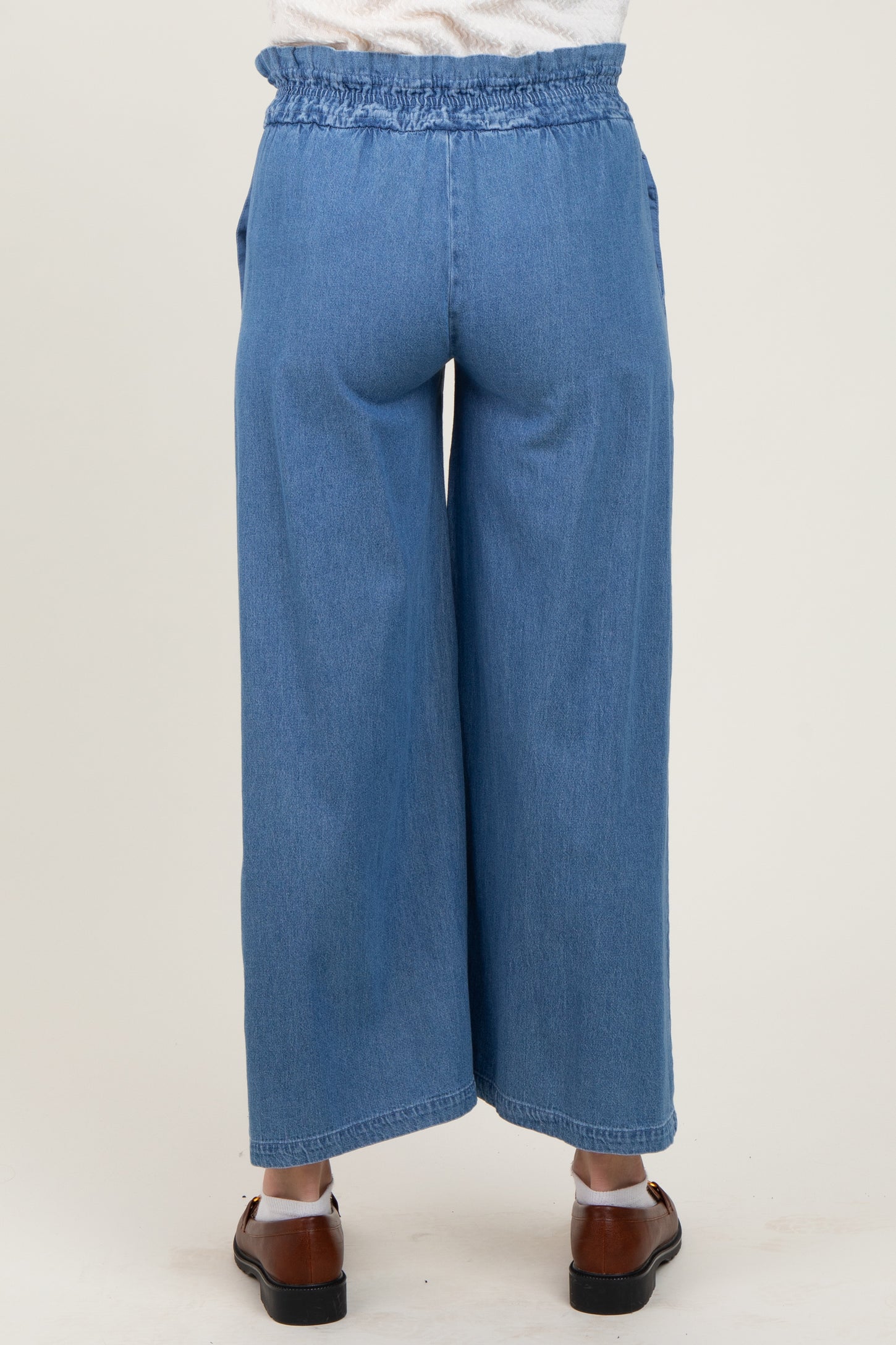 Denim Flowy Cropped Maternity Pant