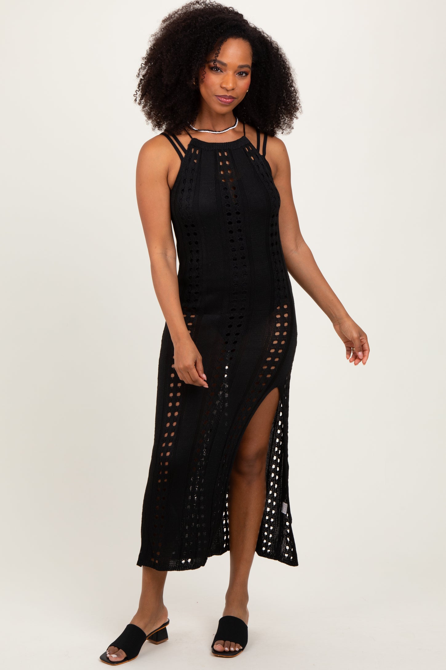 Black Halter Crochet Cover Up