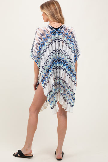 Blue/White Crochet Maternity Cover Up