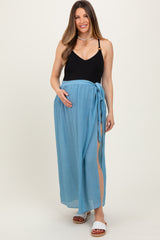 Blue Loose Beach Cover Up Maternity Skirt