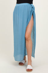 Blue Loose Beach Cover Up Maternity Skirt