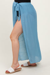 Blue Loose Beach Cover Up Maternity Skirt