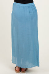Blue Loose Beach Cover Up Maternity Skirt