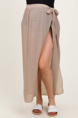 Beige Loose Beach Cover Up Maternity Skirt