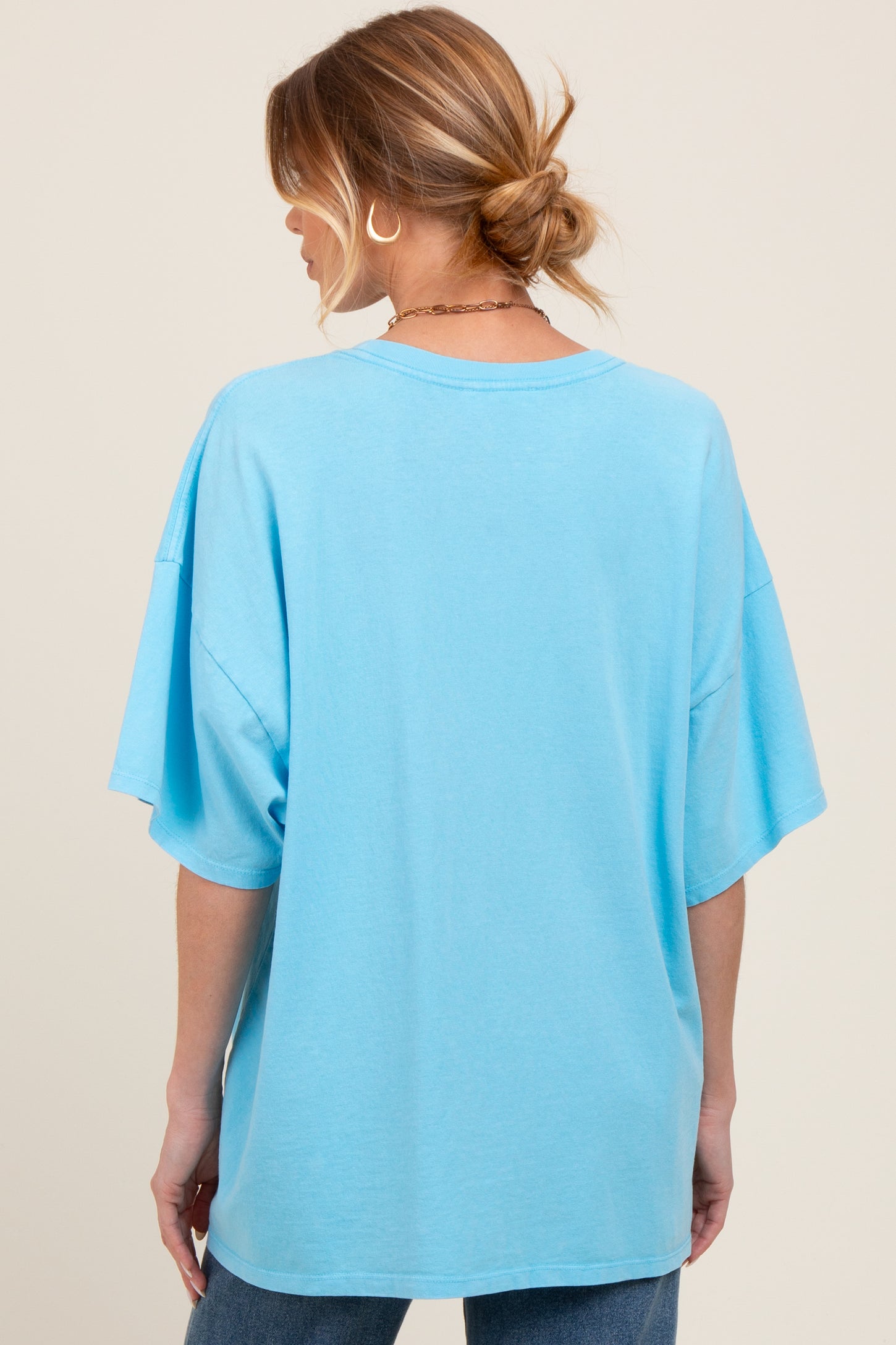 Aqua Blue Mineral Washed Oversized Maternity T-Shirt
