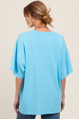 Aqua Blue Mineral Washed Oversized Maternity T-Shirt