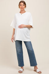 Ivory Mineral Washed Oversized Maternity T-Shirt