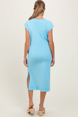 Aqua Casual Sleeveless Pocketed Maternity Midi Dress