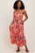 Orange Leaf Print Tie Back Maxi Dress