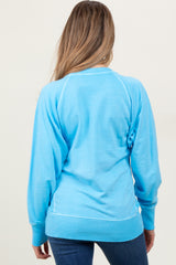Light Blue Vintage Wash French Terry Maternity Pullover