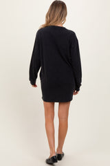 Black Long Sleeve Oversized Sweatshirt Maternity Mini Dress