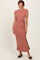 Mauve Side Knot Tie Short Sleeve Midi Dress