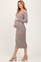 Taupe Striped Off Shoulder Maternity Midi Sweater Dress