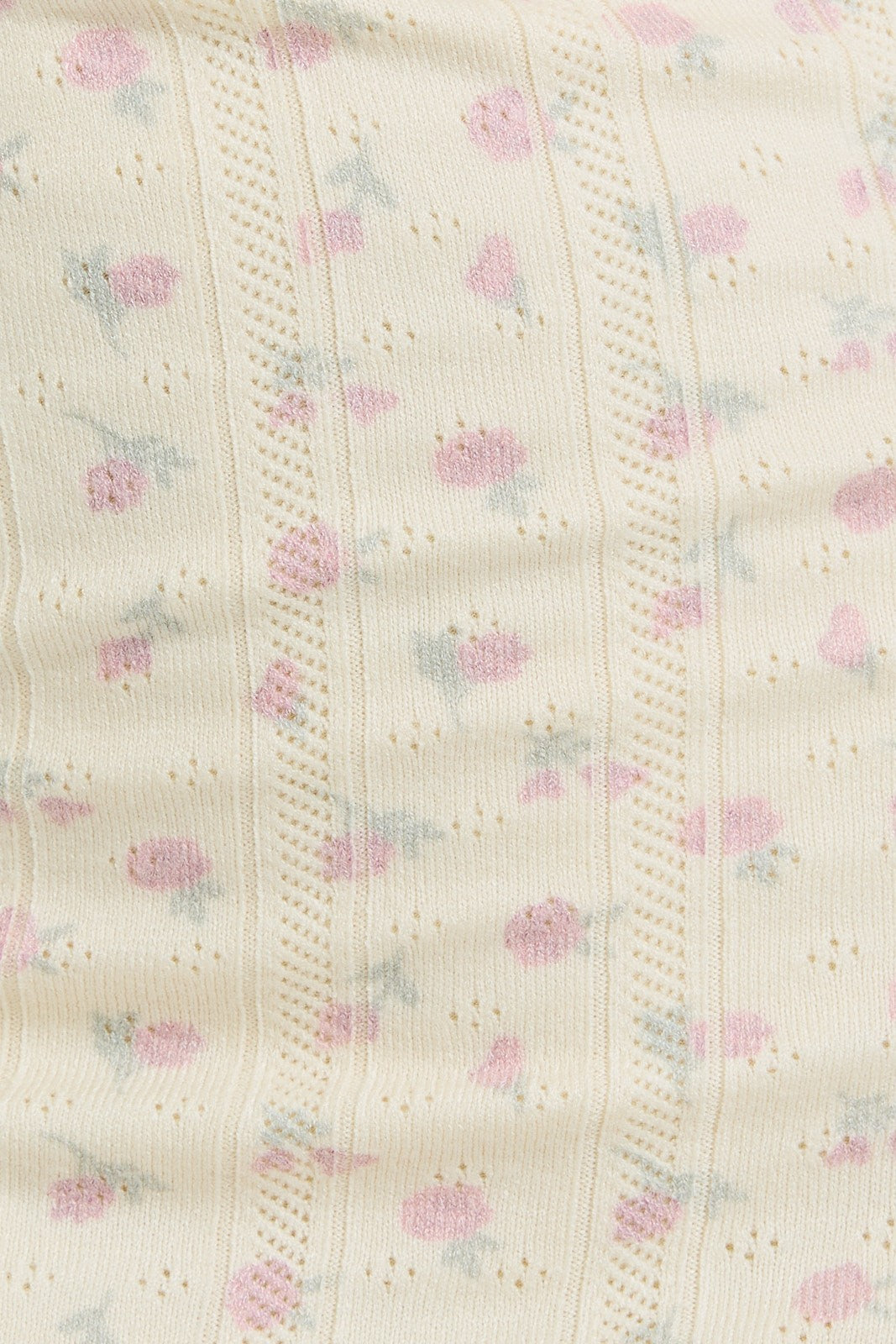 Ivory Floral Pointelle Knit Midi Dress