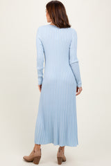 Light Blue Thick Ribbed Knit Maxi Sweater Dress