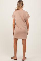 Light Taupe Maternity Mini T-Shirt Dress