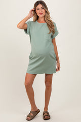 Light Olive Maternity Mini T-Shirt Dress