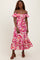 Magenta Multi Smocked Top Woven Midi Dress