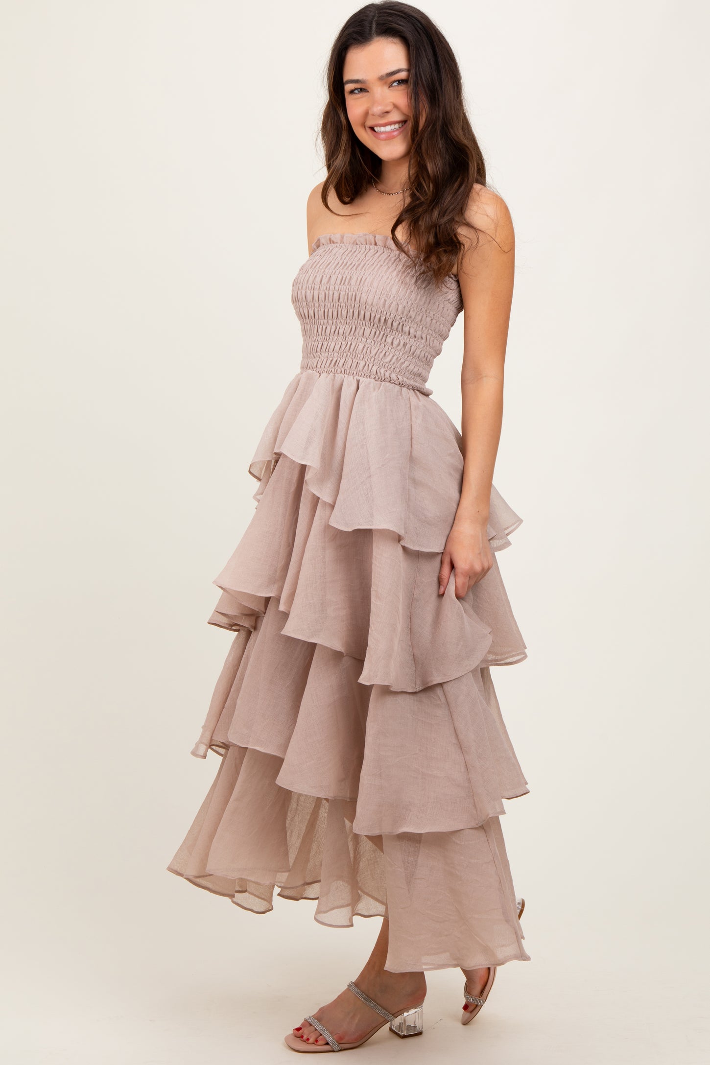 Beige Layered Maxi Dress