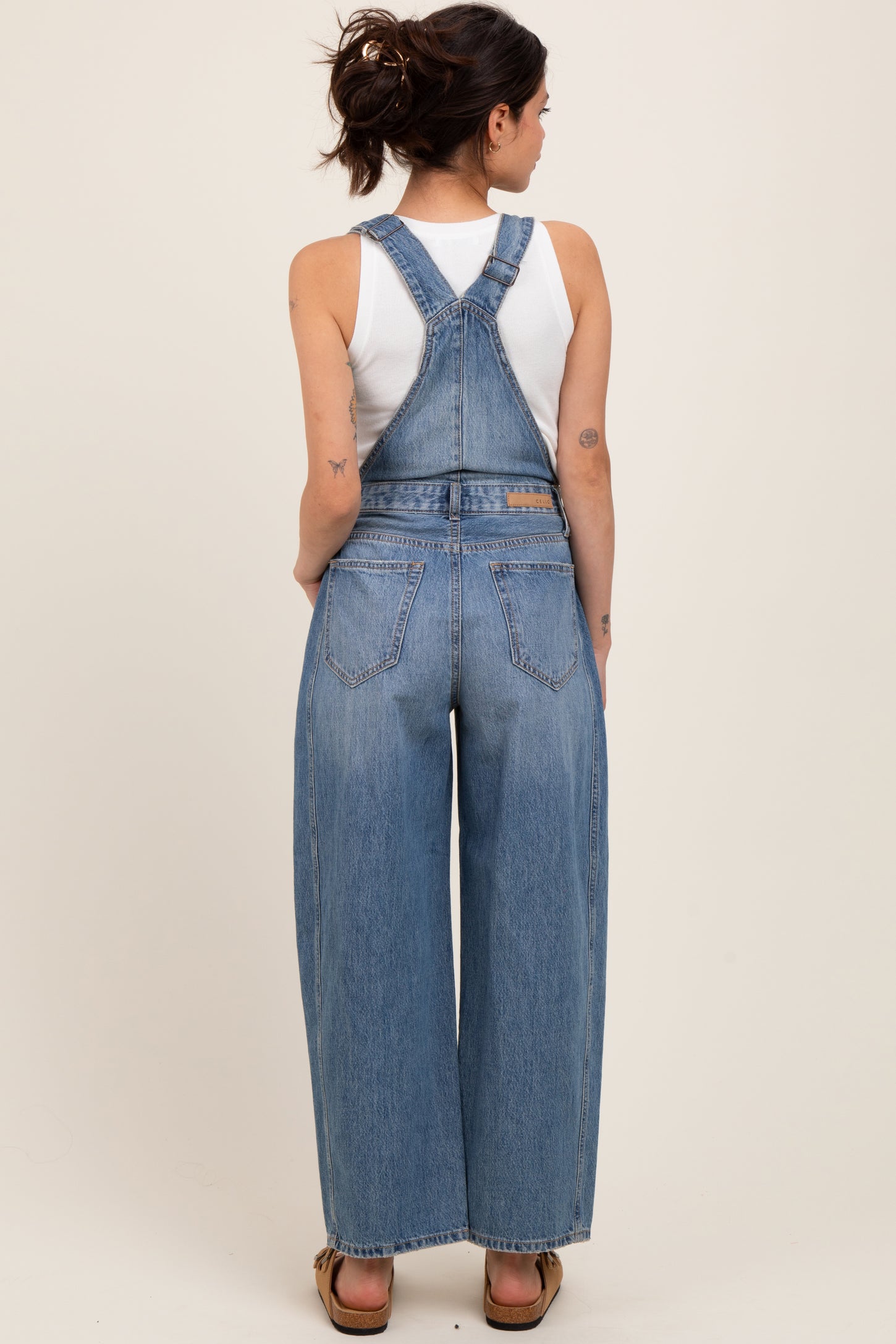 Blue Barrel Leg Maternity Overalls
