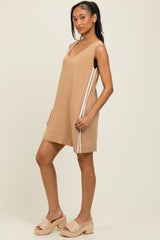 Mocha Sleeveless Striped A-Line Mini Dress