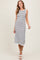 White Striped Knit Sleeveless Ruffle Hem Midi Dress