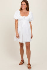 Ivory Eyelet Lace Puff Sleeve Mini Dress