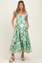 Mint Green Floral Square Neck Maternity Midi Dress
