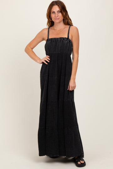 Black Tiered Sleeveless Maxi Dress