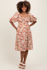 Cream Multi Printed Floral Maternity Maxi Dress